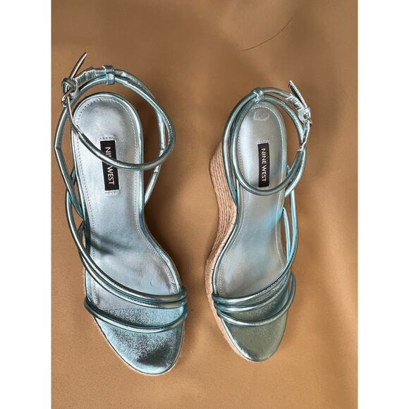 Nine West Blue Hipsta 3 Espadrille Platform Sandals 9.5 New - Picture 7 of 11